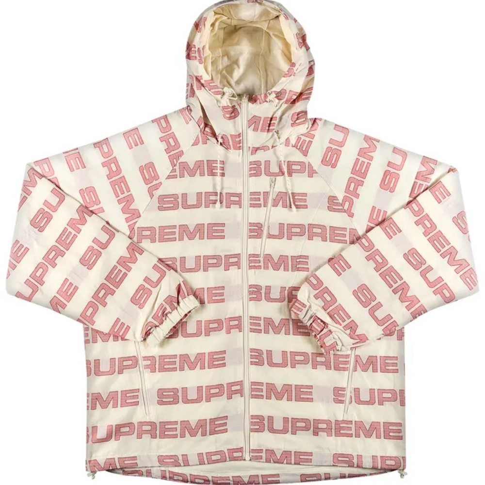 Supreme Logo Ripstop Hooded Track Jacket 'Natural'
